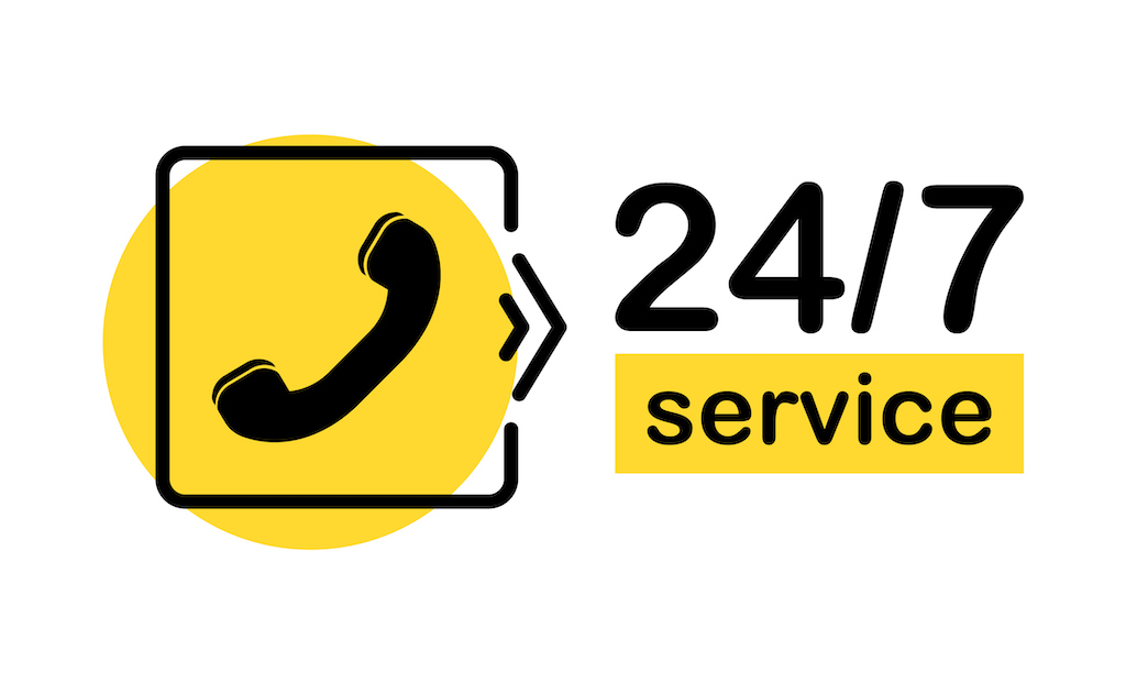 Phone icon reading 24/7 service for Briggs Generators emergency services.
