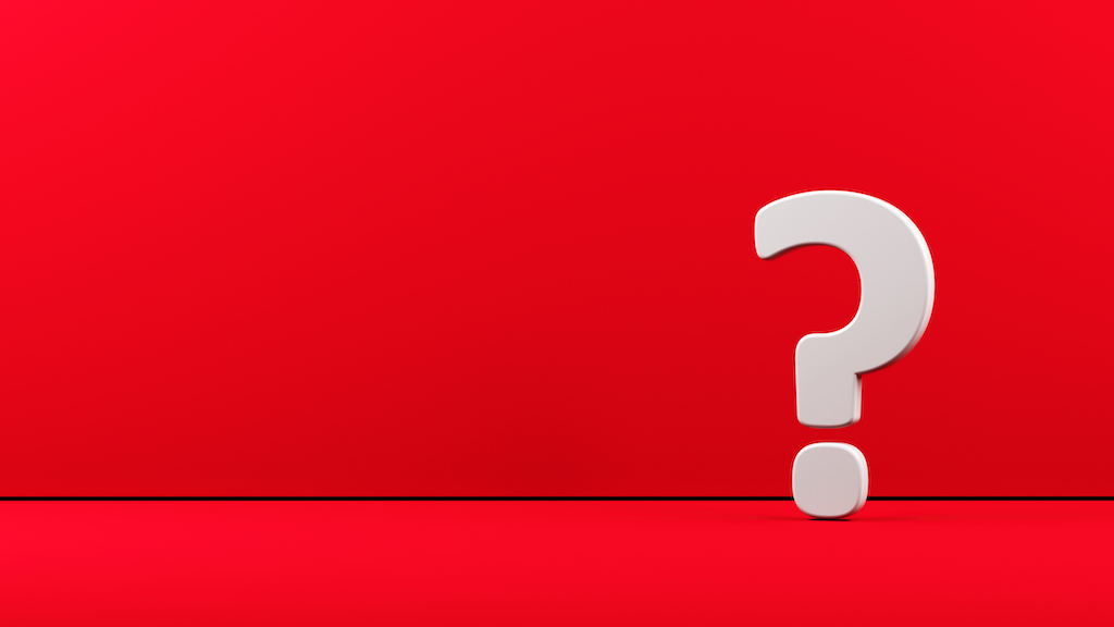 Red background with large white question mark. FAQs about generator services in Fair Bluff, NC
